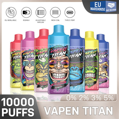 Vapen Titan 10000 Puff 10k Refillable Disposable Electronic Cigarette Vapes Eu Warehouse Vs Razz Bar 12k
