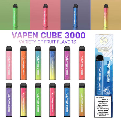 Wholesale VAPEN CUBE 3000 Puffs Disposable Vape 0% 2% 5% Nicotine 12 Fruity Flavors No need to charger Vapes In Stock