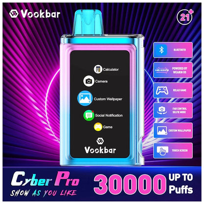 Disposable Vape Vookbar Cyber PRO 30K Puffs Wholesale I Vape 2024 New Arrivial Original E Cigarette Rechargeable Type-C Light LED Glowing E-Cig Hot Sell Waka