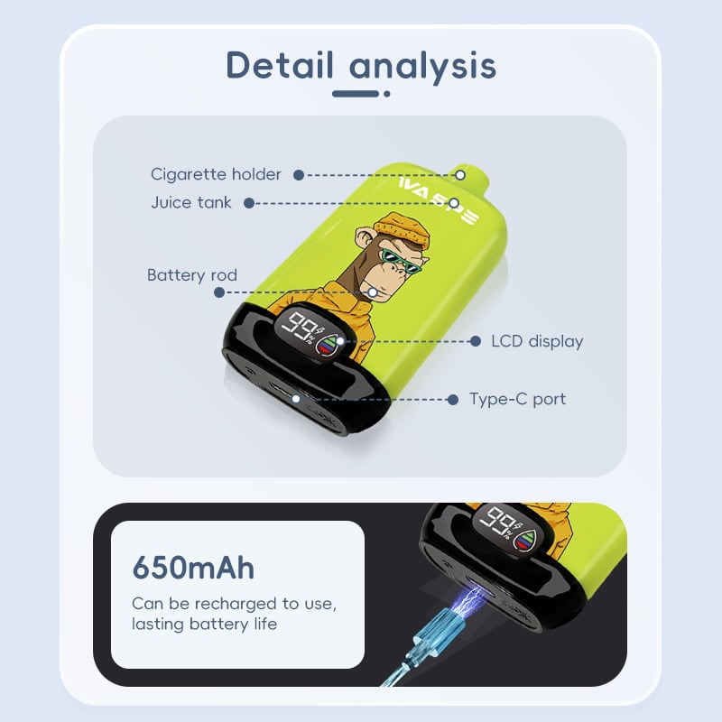 WASPE 12000 Puffs Digital Box Disposable Vape Popularity Cigarette Pod