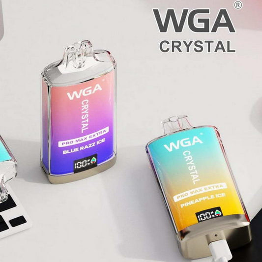 WGA Crystal Pro Max Extra 15000 Vape Rechargeable-650mAh Battery, Multiple Nicotine 13 Flavors