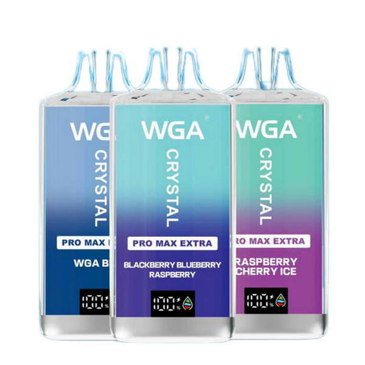 WGA Crystal Pro Max Extra 15000 Vape Rechargeable-650mAh Battery, Multiple Nicotine 13 Flavors