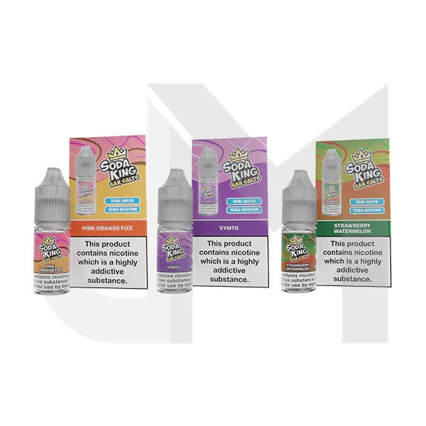 Pack of 10 Soda King Bar Nic Salts 10mg/20mg 10 ML TPD UK