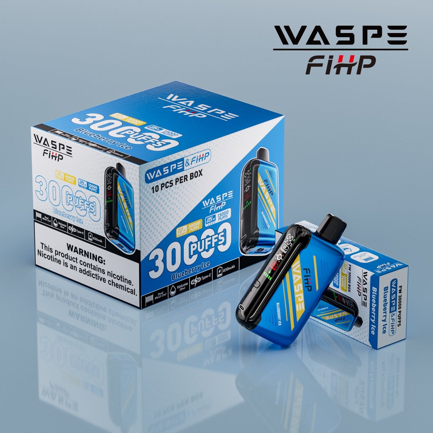 Waspe FIHP 30K Puffs Disposable Vape – LED Display, Adjustable Airflow, Dual Mesh Coils