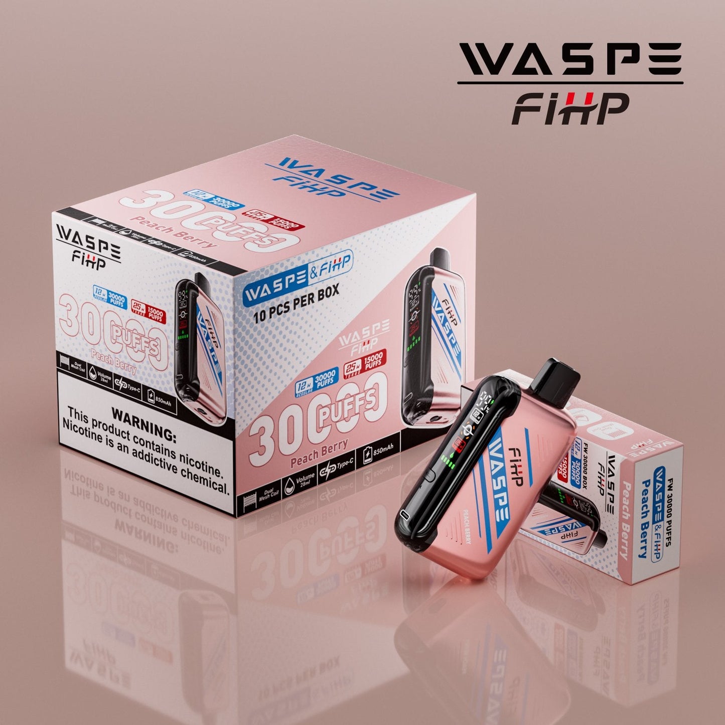Waspe FIHP 30K Puffs Disposable Vape – LED Display, Adjustable Airflow, Dual Mesh Coils