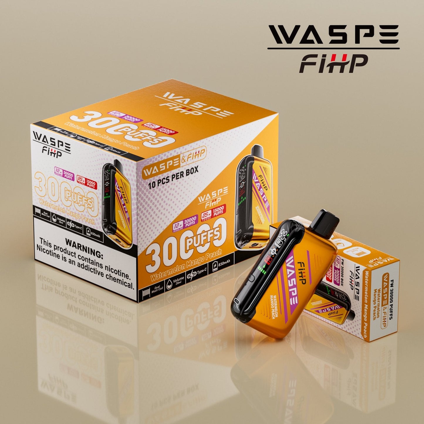 Waspe FIHP 30K Puffs Disposable Vape – LED Display, Adjustable Airflow, Dual Mesh Coils