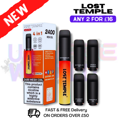 Lost Temple 2400 Puff Bar 4 IN 1 Disposable Vape Pen Kit