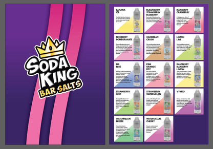 Pack of 10 Soda King Bar Nic Salts 10mg/20mg 10 ML TPD UK