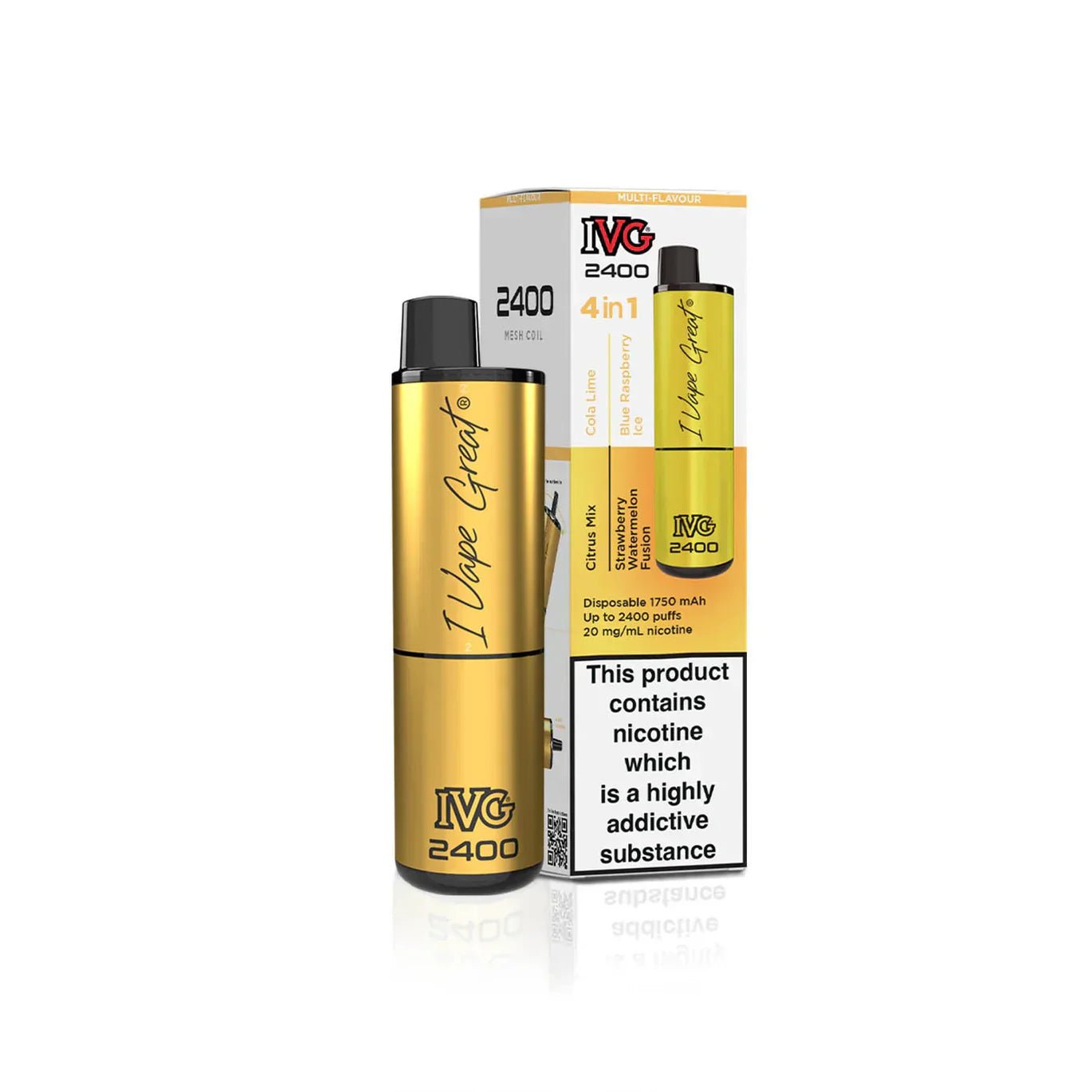 Pack of 5 PCS: IVG 2400  MULTI FLAVOUR EDITION Disposable Vape lodging 4 x 2ml units 20 mg TPD