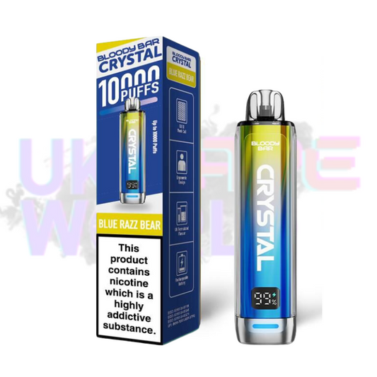 Blue Razz Bear Bloody Bar Crystal 10K Puff Box Of 10