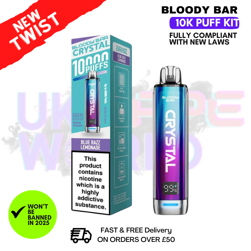 Bloody Bar Crystal Blue Razz Lemonade 10K Puff Pod Kit