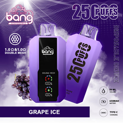 Bang 25000 Puffs Smart Full Screen Turn Ice Wholesale Disposable Vape E Cigarette Puff 25k  Prefilled Pod