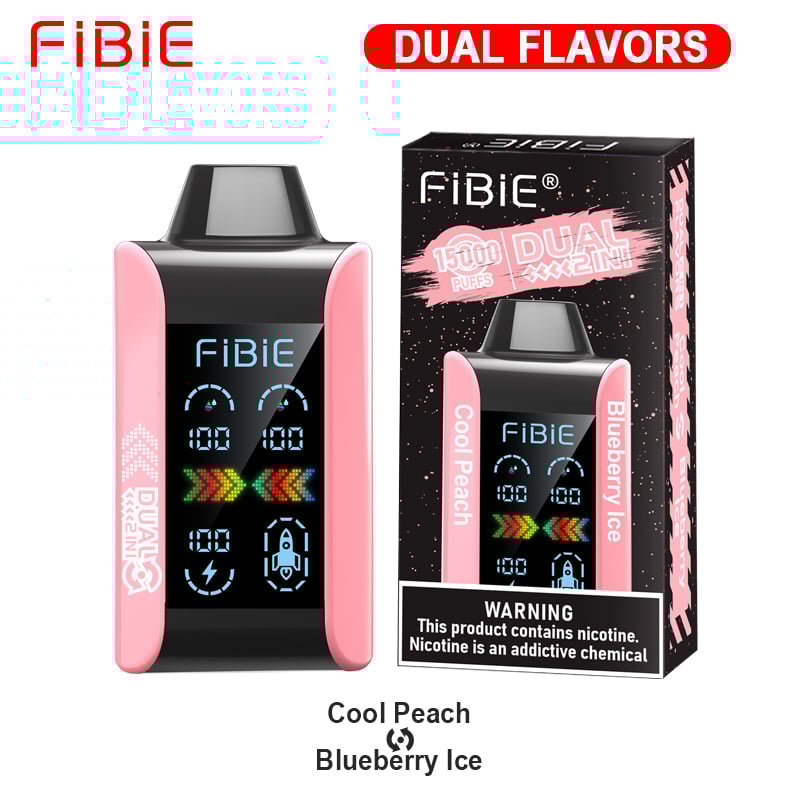 COOL PEACH & BLUEBERRY ICE - FIBIE 15000 Dual Flavors Disposable Vapor Wands(15000 PUFFS)