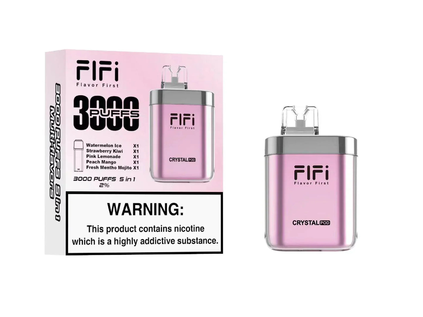 CRYSTAL FI FI KIT WITH 5 Prefilled PODS 3000 multi-flavour 20MG 2ML 600 PUFF X 5PODS