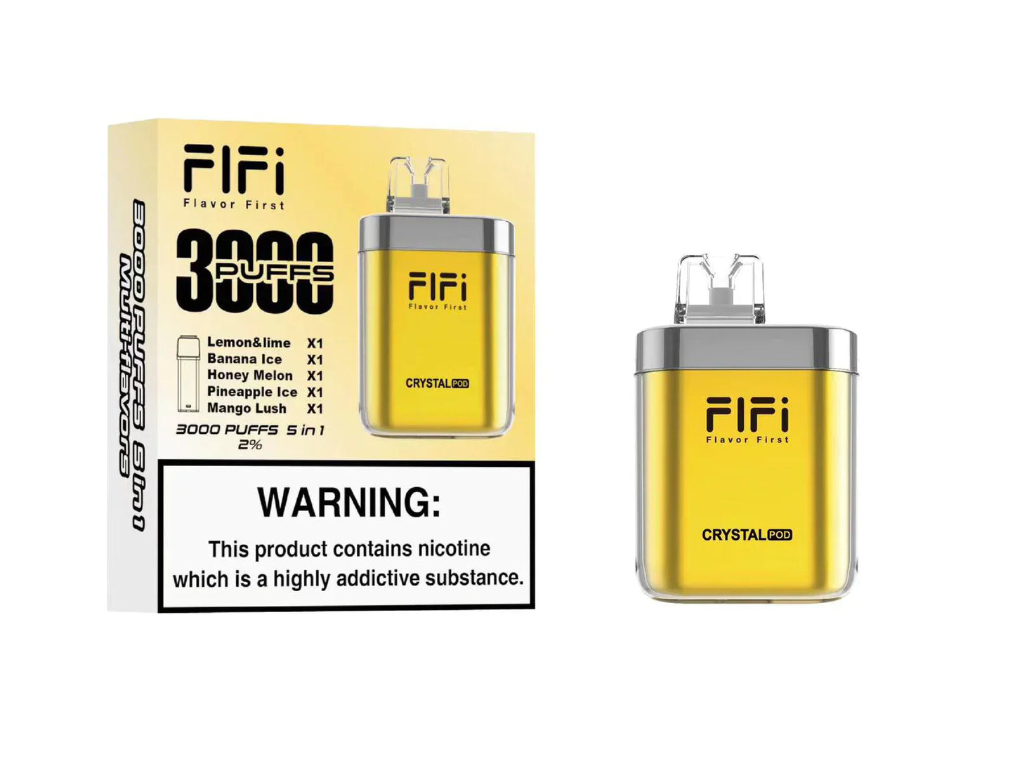 CRYSTAL FI FI KIT WITH 5 Prefilled PODS 3000 multi-flavour 20MG 2ML 600 PUFF X 5PODS