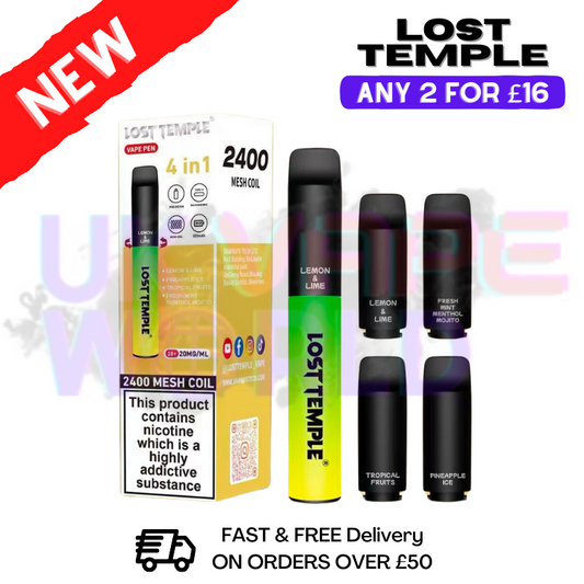 Lost Temple 2400 Puff Bar 4 IN 1 Disposable Vape Pen Kit