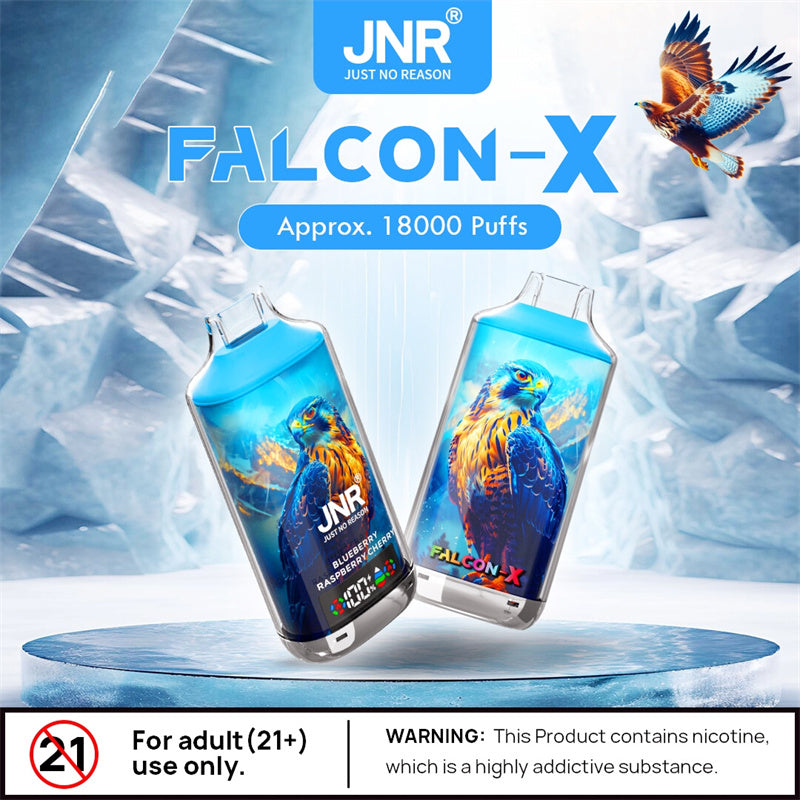 Jnr Falcon-X 18000 Puff Zbood Quik Pulse Disposable Pod Crystal Box Vape E-Cigarettes-950mAh Battery, 24ml E-liquid, Multiple Nicotine 15 Flavors
