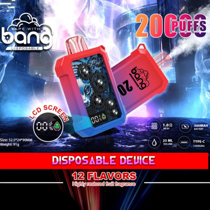 Bang King Double Crystal 20000 Puffs Vape 20K Disposable Vape Pen E Cigarette Prefilled 25ml 650mAh