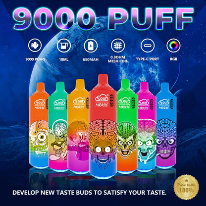 Cloud Multi Flavor 9000 Puffs  5% Rechargeable Cigarettes Vapor Electronic Vapes Pen 18ml for Cigarettes Lovers