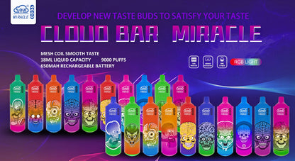 Cloud Multi Flavor 9000 Puffs  650mAh Mesh Coil 18ML  5% Rechargeable E Cigarettes Vapor Electronic Vapes Pen 18ml for Cigarettes Lovers