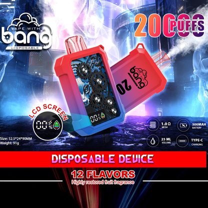 Bang King Double Crystal 20000 Puffs Vape 20K Disposable Vape Pen E Cigarette Prefilled 25ml 650mAh