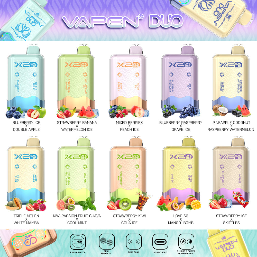Unleash the Ultimate Experience with VAPEN Duo Twins 40k Puffs Vape– Two Bold Flavors. One Powerful Pod!
