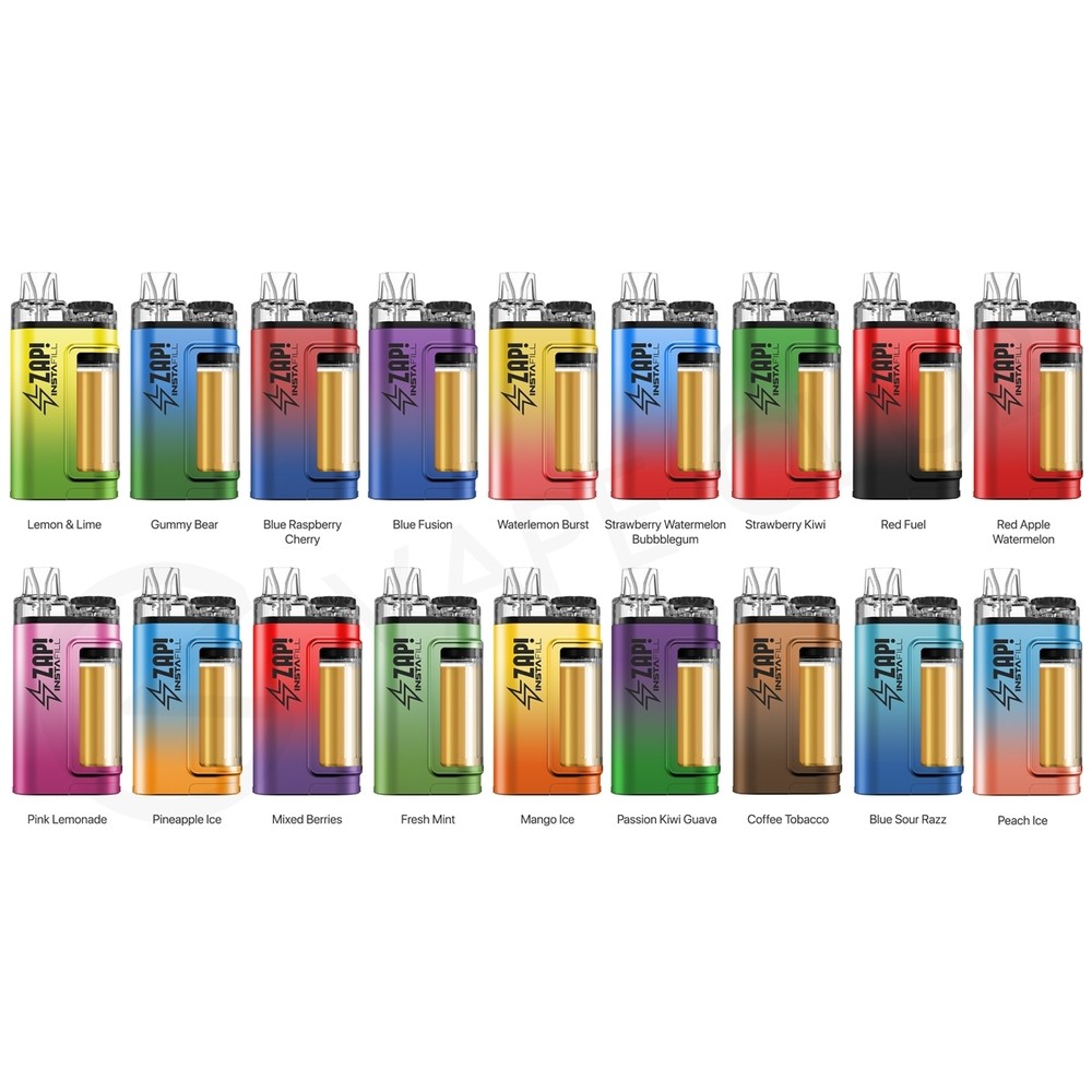 Pack of 5pc  ZAP INSTAFILL DISPOSABLE VAPE KIT 20 mg 3500 PUFF with 10 ml Pre-Filled Eliquid. TPD UK